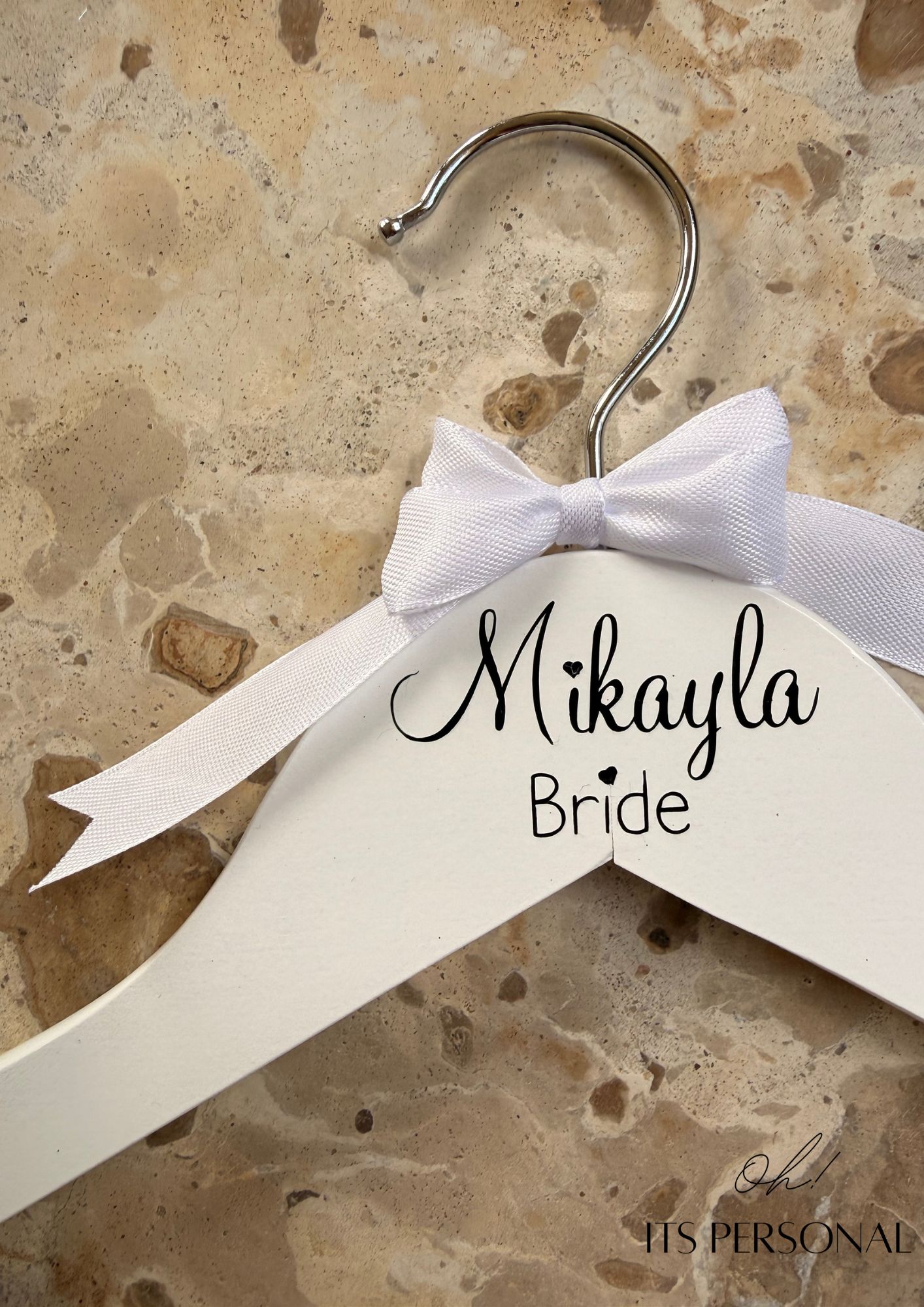 personalised white wooden hanger