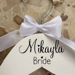 Home personalised white wooden hanger